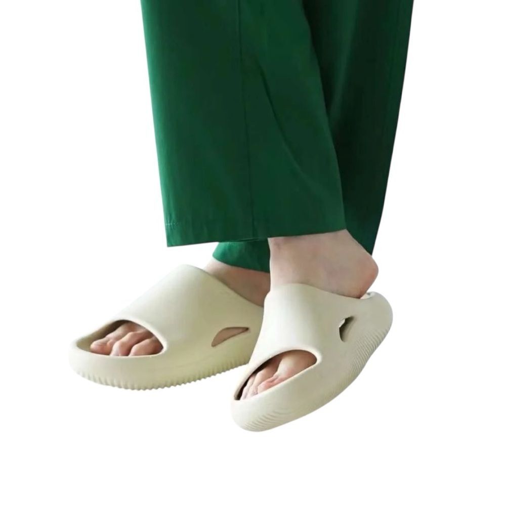 Crocs Mellow Recovery Thick Cushioned Slip-On Slide Sandals In Bone Size 9